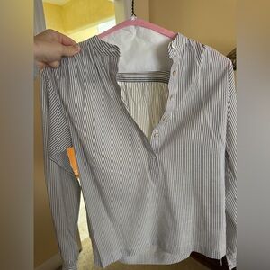 Doen Blue and White Striped Button-Front Shirt